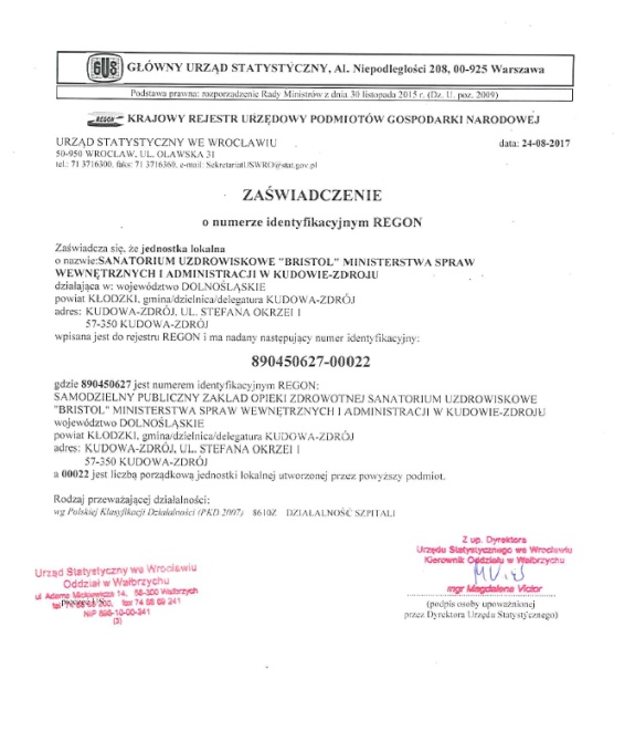 Zaświadczenie REGON nr 2