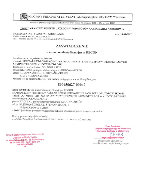 Zaświadczenie REGON nr 3